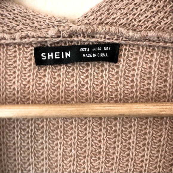 Shein Open Neutral Oatmeal Cozy Cardigan Sweater Balloon Sleeves Women’s 4 - Picture 2 of 8